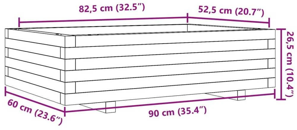 Sodo lovelis, baltas, 90x60x26,5cm, pušies medienos masyvas