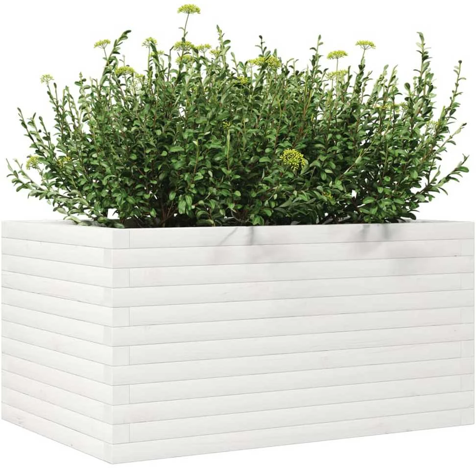 Sodo lovelis, baltas, 90x60x45,5cm, pušies medienos masyvas