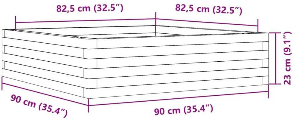Sodo lovelis, baltas, 90x90x23cm, pušies medienos masyvas