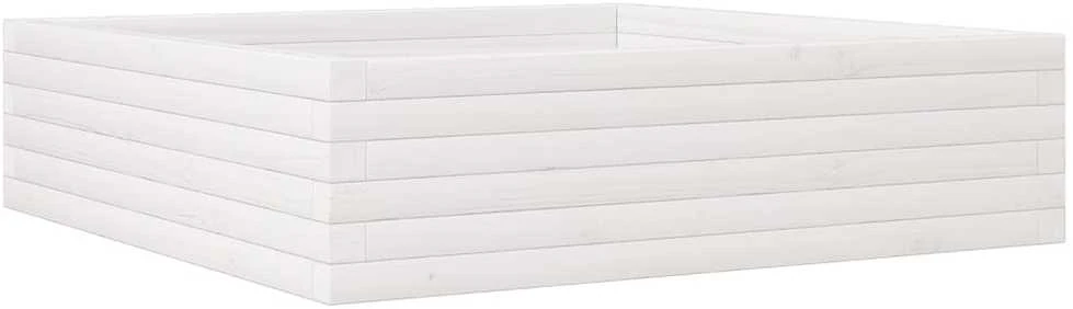 Sodo lovelis, baltas, 90x90x23cm, pušies medienos masyvas