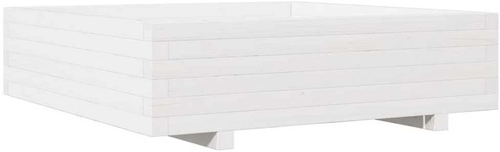 Sodo lovelis, baltas, 90x90x26,5cm, pušies medienos masyvas