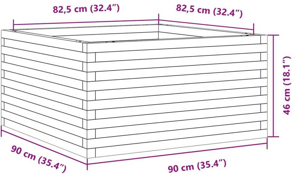 Sodo lovelis, baltas, 90x90x46cm, pušies medienos masyvas