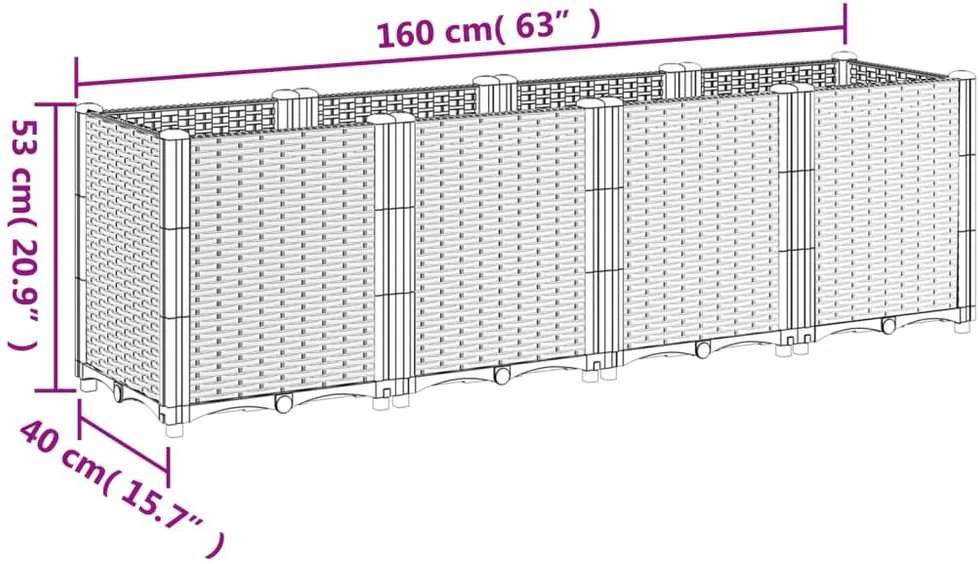Sodo lovelis, baltos spalvos, 160x40x53cm, PP