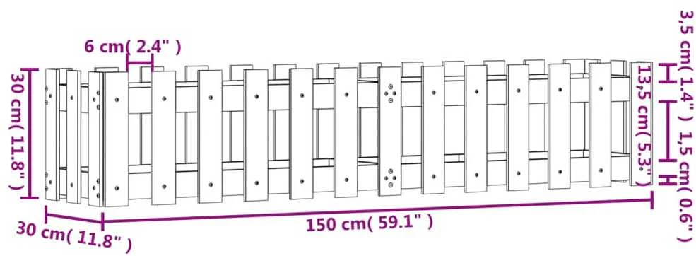 Sodo lovelis, juodas, 150x30x30cm, pušis, tvorelės dizaino