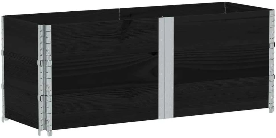 Sodo lovelis, juodas, 150x50cm, pušies medienos masyvas