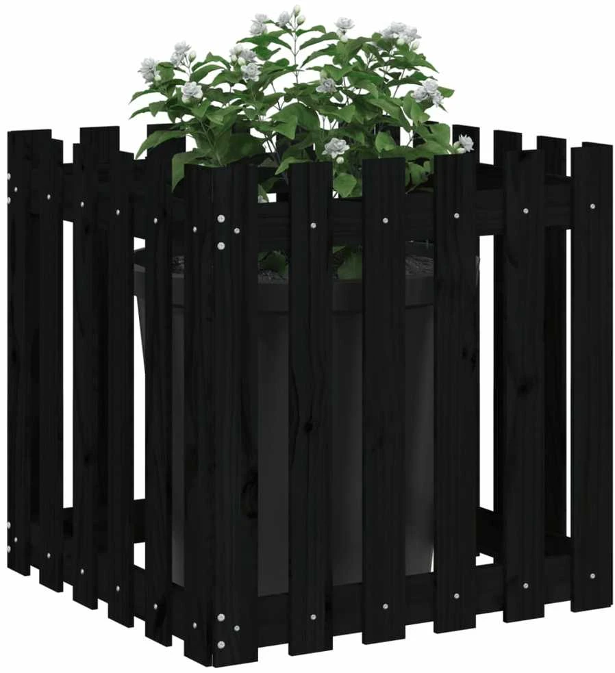 Sodo lovelis, juodas, 60x60x60cm, pušis, tvorelės dizaino