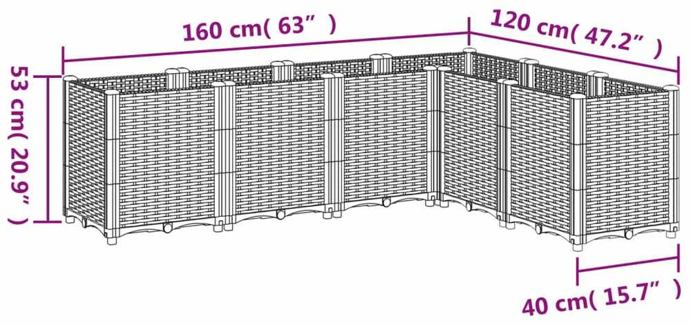 Sodo lovelis, juodos spalvos, 160x120x53cm, PP