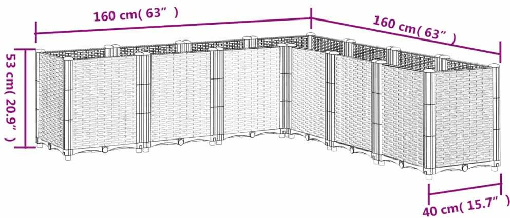 Sodo lovelis, juodos spalvos, 160x160x53cm, PP