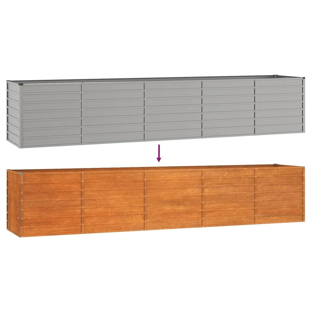 Aukštas sodo lovelis, rūdžių, 400x80x77cm, Corten plienas