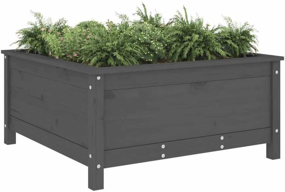 Sodo lovelis, pilkas, 82,5x82,5x39cm, pušies medienos masyvas
