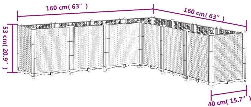 Sodo lovelis, pilkos spalvos, 160x160x53cm, PP