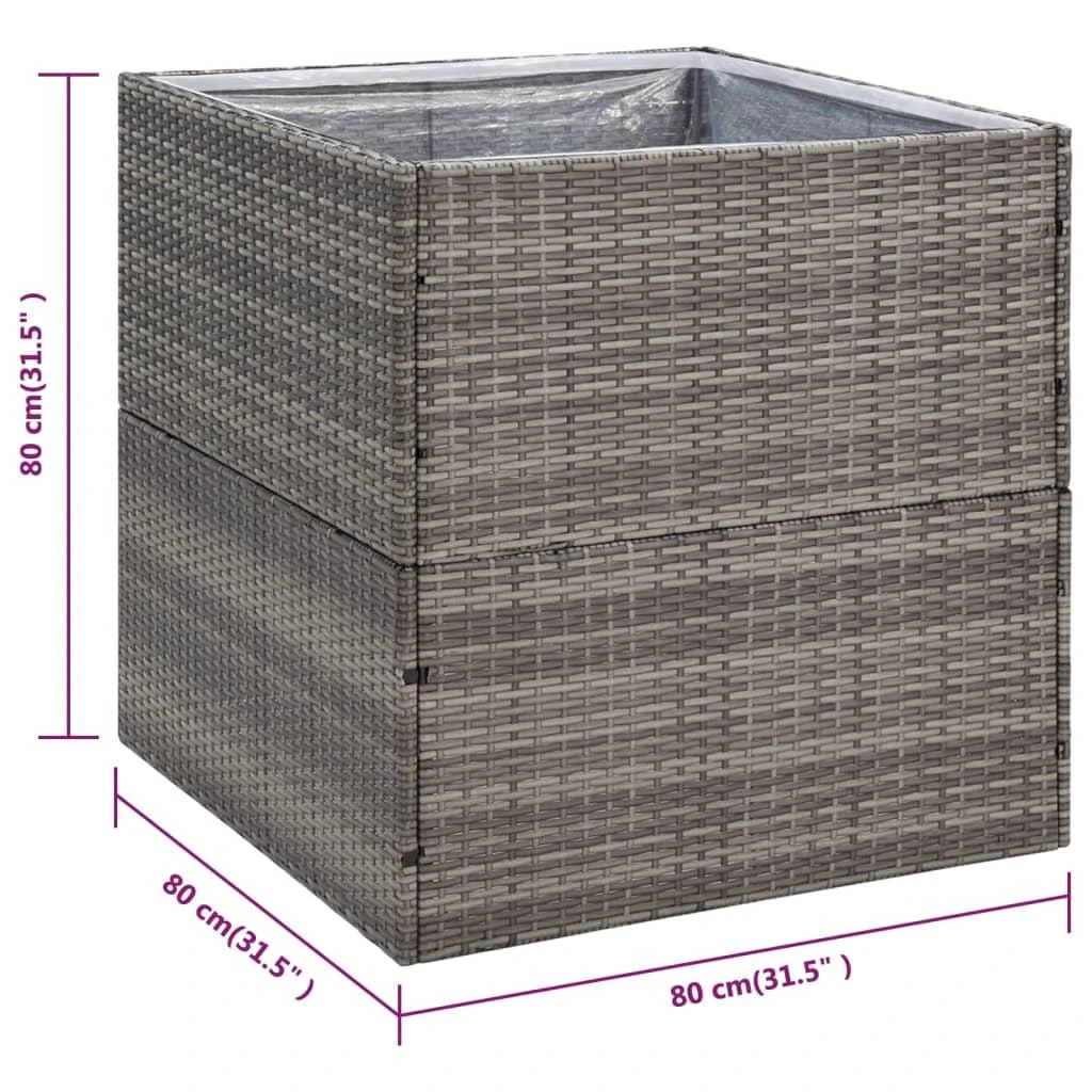 Sodo lovelis, pilkos spalvos, 80x80x80cm, poliratanas