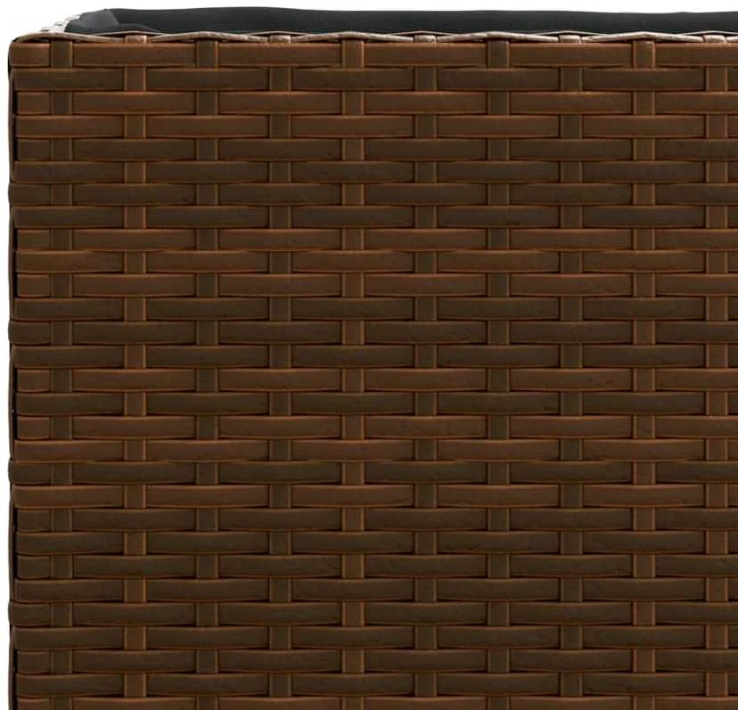 Sodo lovelis su 2 vazonais, rudas, 90x20x40cm, poliratanas