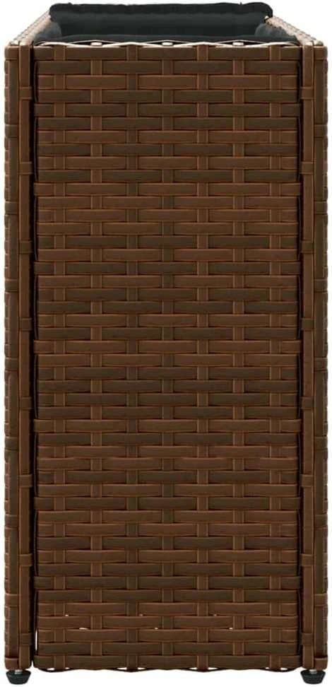 Sodo lovelis su 2 vazonais, rudas, 90x20x40cm, poliratanas