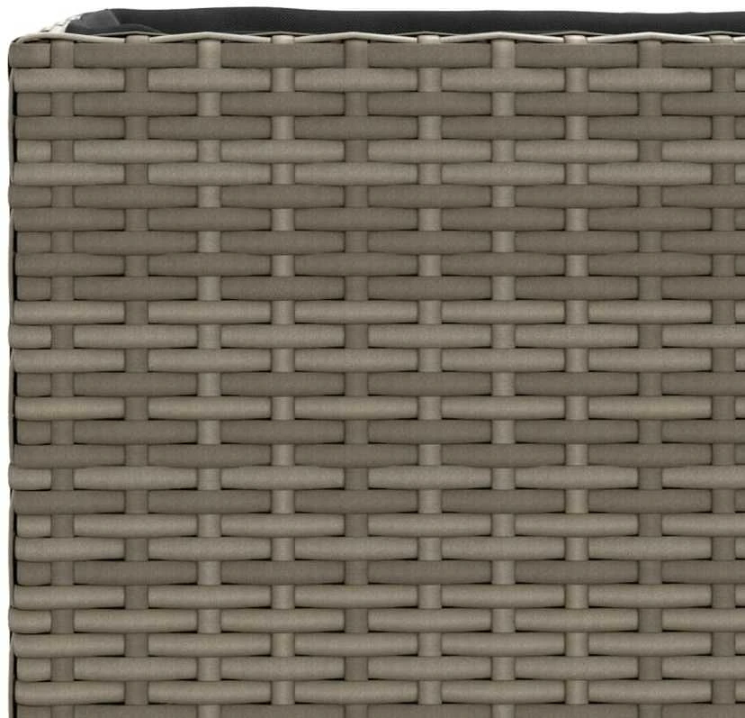 Sodo lovelis su 3 vazonais, pilkas, 105x30x32cm, poliratanas