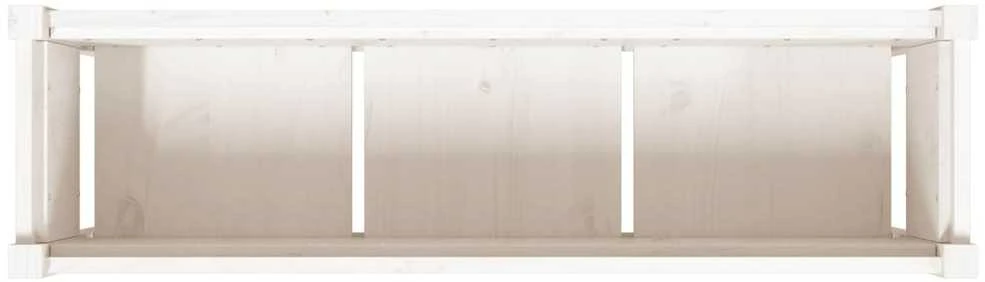 Sodo lovelis su kojelėmis, baltas, 110x31x70cm, pušies masyvas