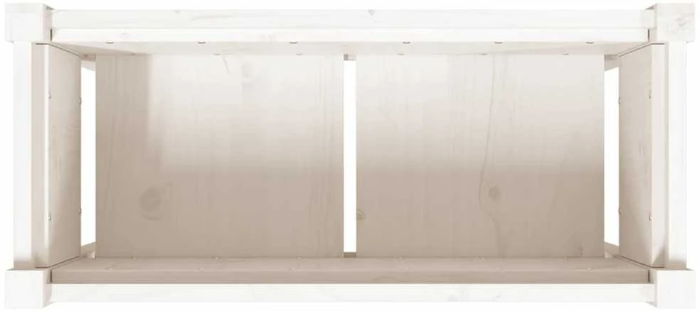Sodo lovelis su kojelėmis, baltas, 70x31x70cm, pušies masyvas