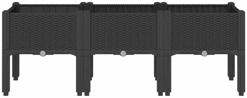 Sodo lovelis su kojomis, juodos spalvos, 120x40x42cm, PP