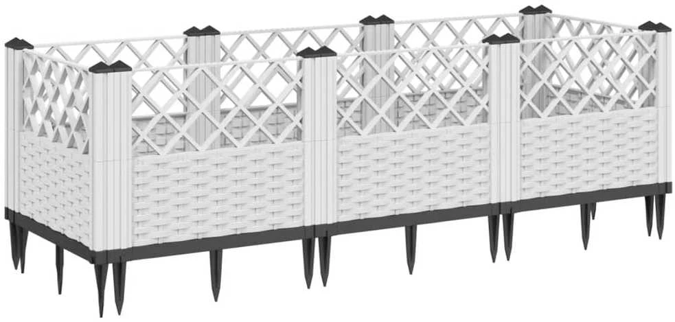 Sodo lovelis su kuoliukais, baltas, 123,5x43,5x43,5cm, PP
