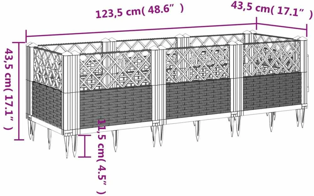 Sodo lovelis su kuoliukais, baltas, 123,5x43,5x43,5cm, PP