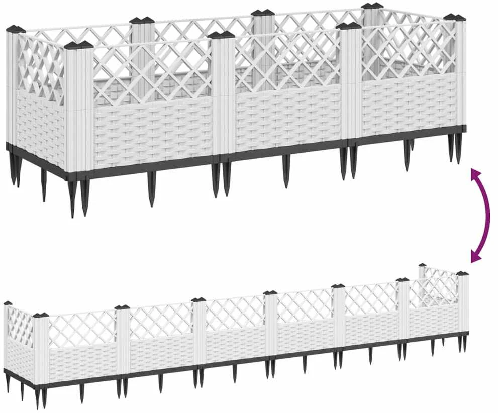 Sodo lovelis su kuoliukais, baltas, 123,5x43,5x43,5cm, PP