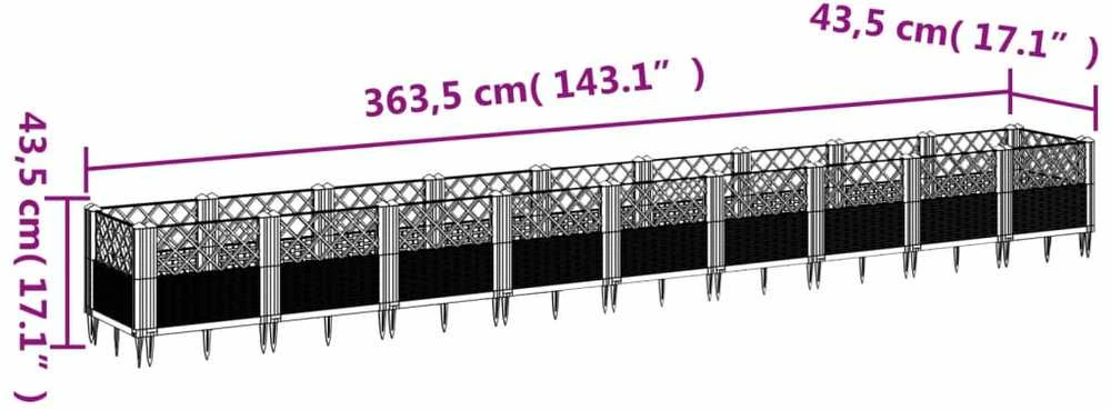 Sodo lovelis su kuoliukais, baltas, 363,5x43,5x43,5cm, PP