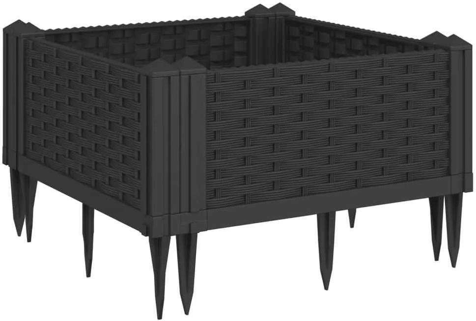 Sodo lovelis su kuoliukais, juodas, 42,5x42,5x28,5cm, PP
