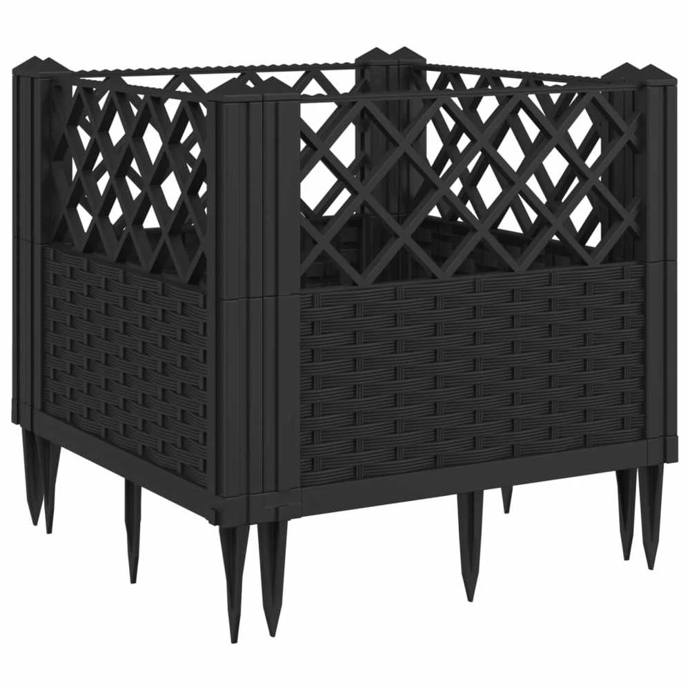 Sodo lovelis su kuoliukais, juodas, 43,5x43,5x43,5cm, PP