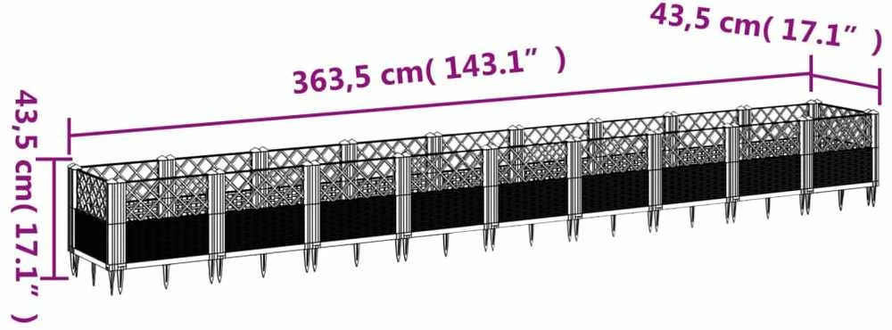Sodo lovelis su kuoliukais, rudas, 363,5x43,5x43,5cm, PP