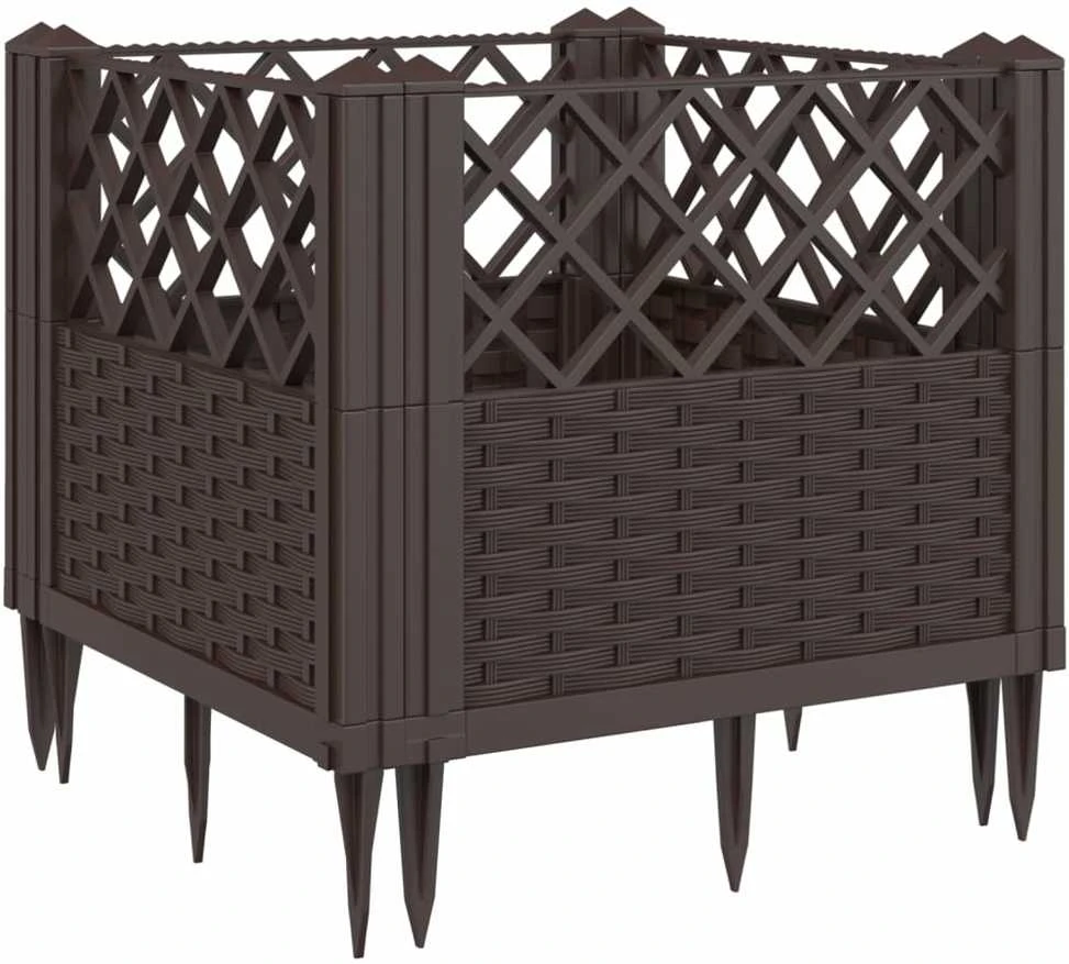 Sodo lovelis su kuoliukais, rudas, 43,5x43,5x43,5cm, PP