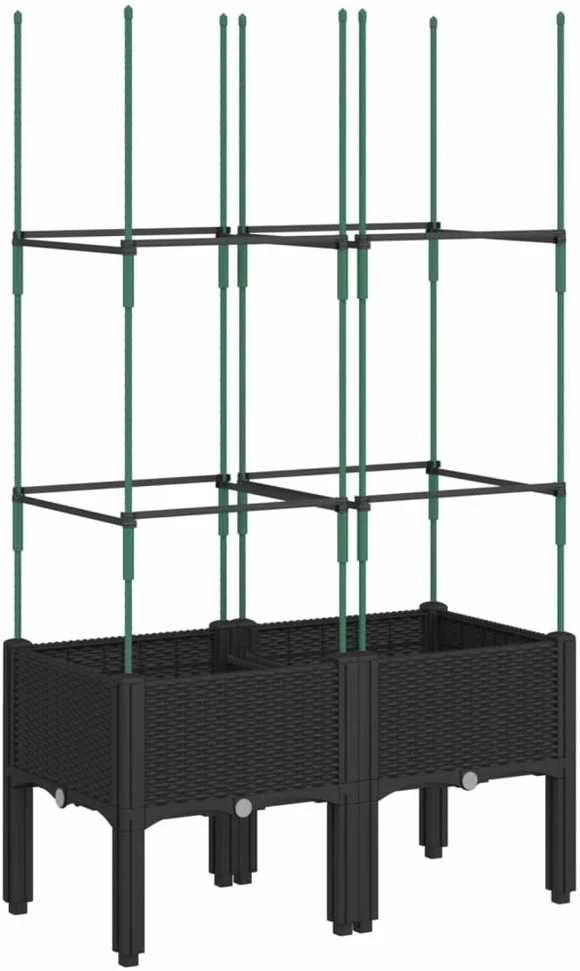 Sodo lovelis su treliažu, juodos spalvos, 80x40x142,5cm, PP