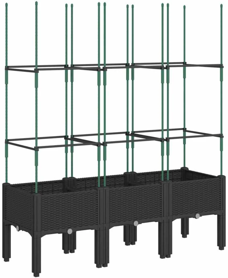 Sodo lovelis su treliažu, juodos spalvos, 120x40x142,5cm, PP