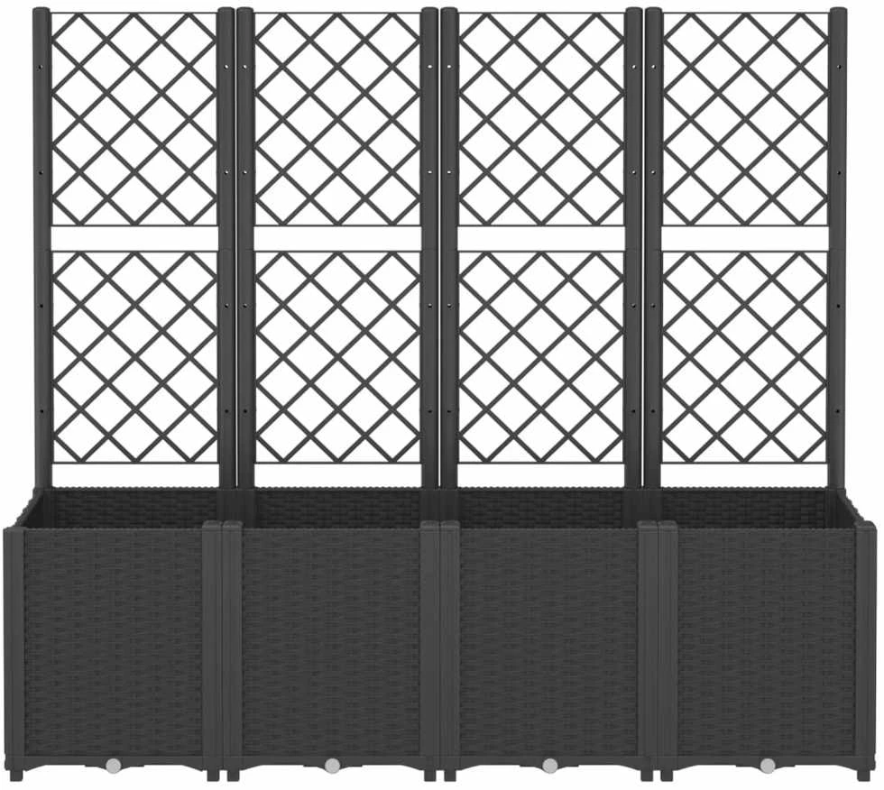 Sodo lovelis su treliažu, juodos spalvos, 160x40x140cm, PP