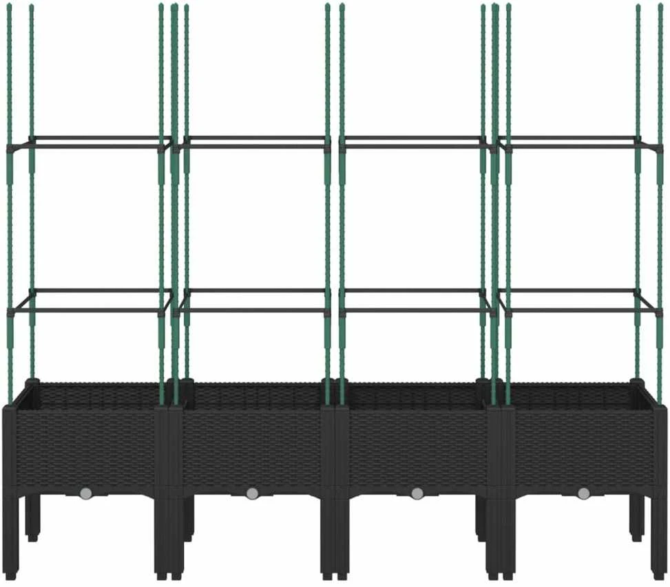 Sodo lovelis su treliažu, juodos spalvos, 160x40x142,5cm, PP