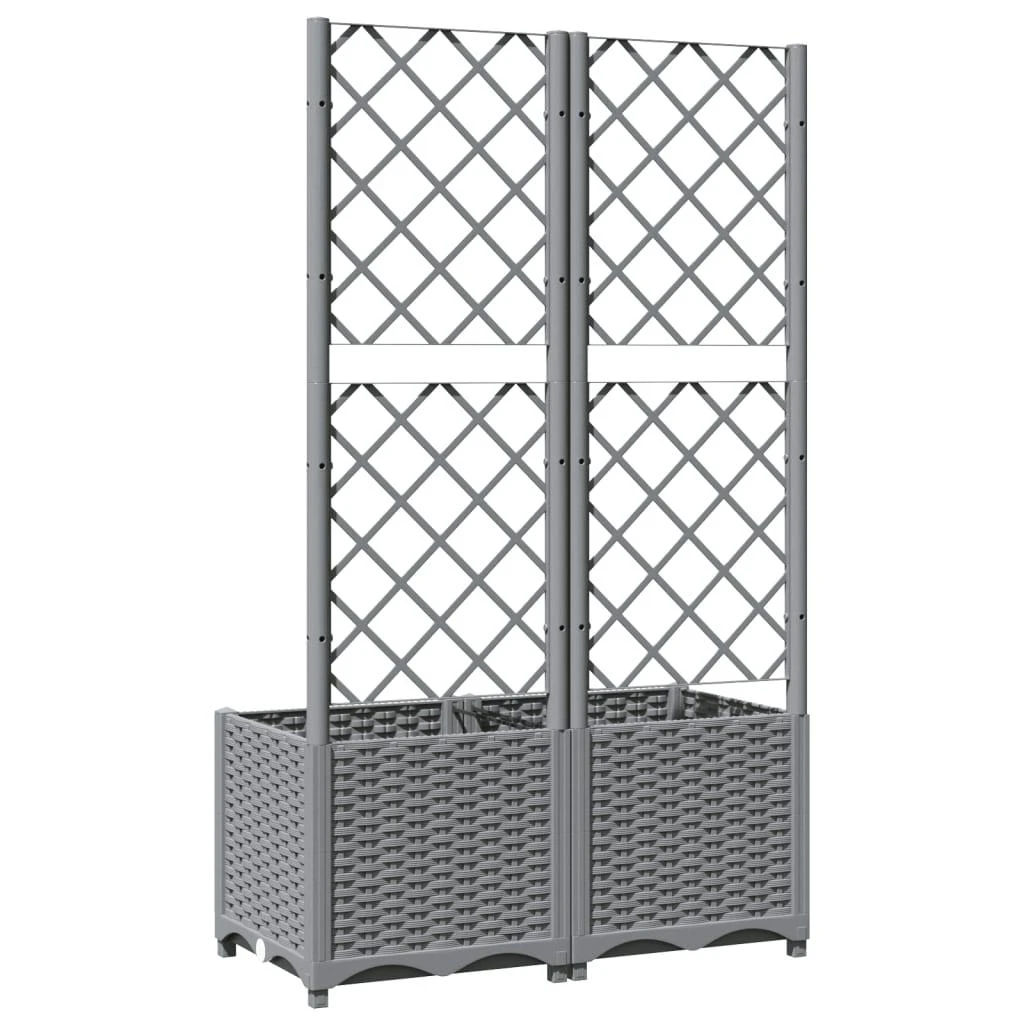 Sodo lovelis su treliažu, šviesiai pilkas, 80x40x136cm, PP
