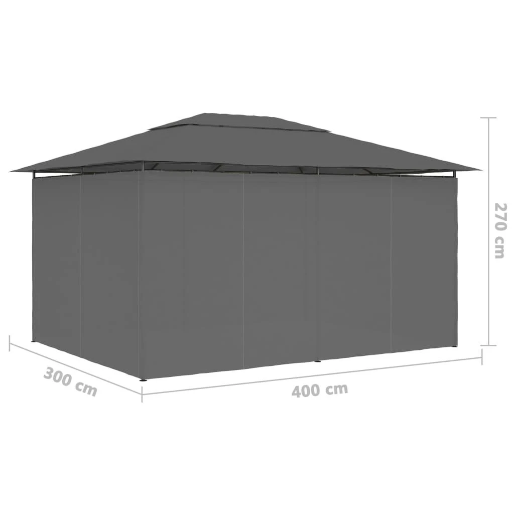 Sodo palapinė su užuolaidomis, antracito spalvos, 4x3m