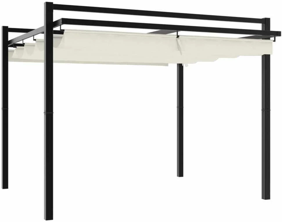 Sodo pavėsinė su ištraukiamu stogu, kreminės, 3x3m, aliuminis