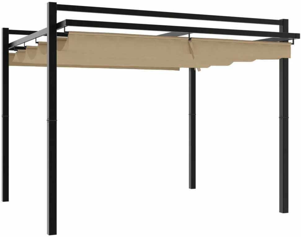 Sodo pavėsinė su ištraukiamu stogu, taupe, 3x3m, aliuminis