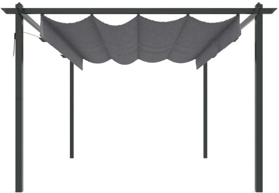 Sodo pavėsinė su įtraukiamu stogu, antracito spalvos, 4x3m