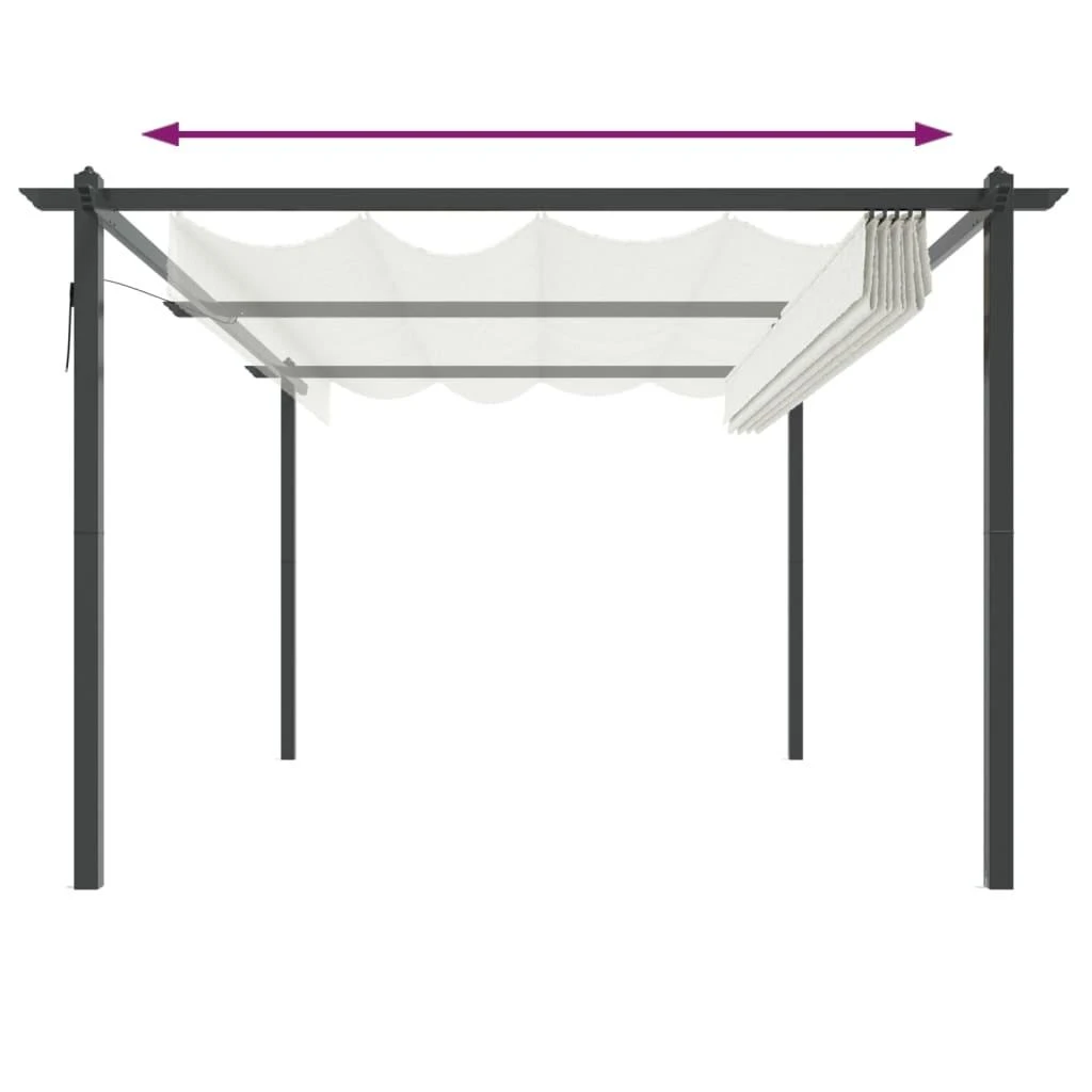 Sodo pavėsinė su įtraukiamu stogu, kreminės spalvos, 4x3m
