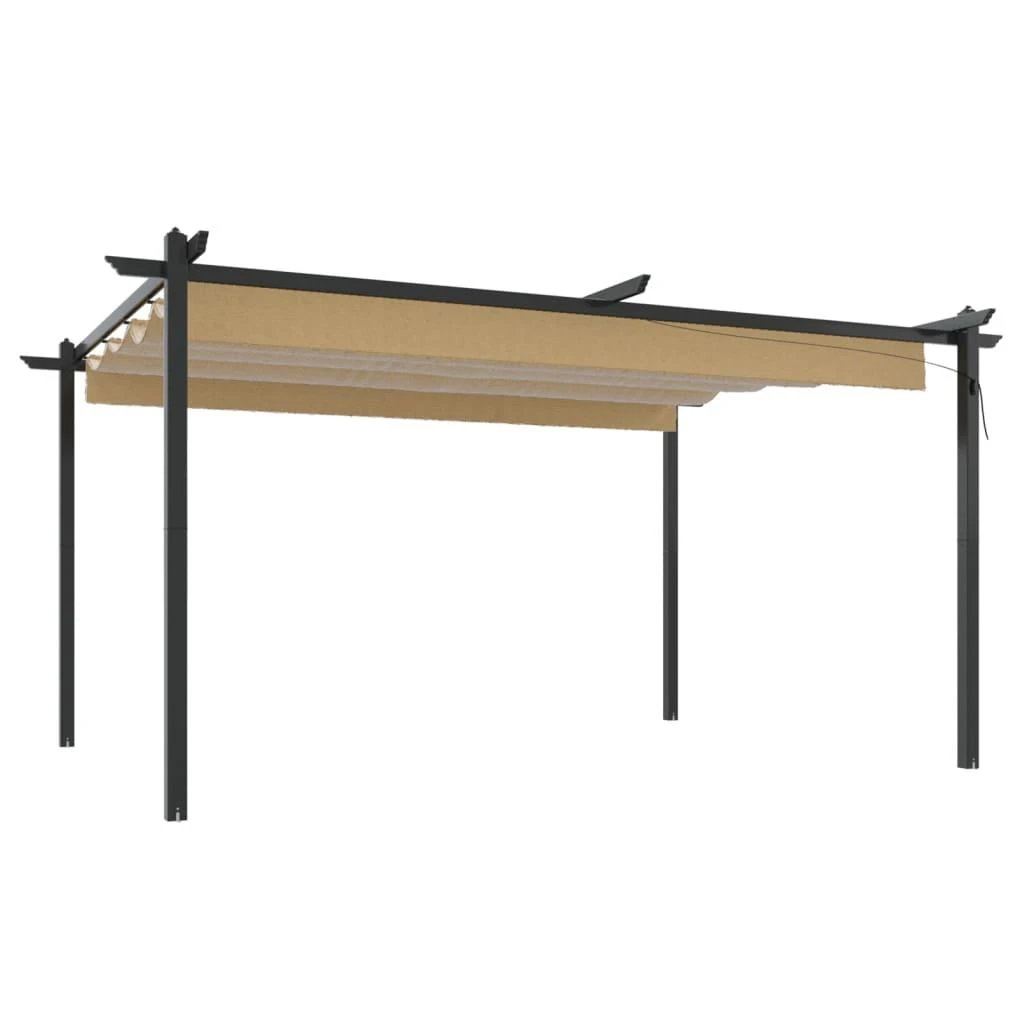 Sodo pavėsinė su įtraukiamu stogu, taupe spalvos, 4x3m