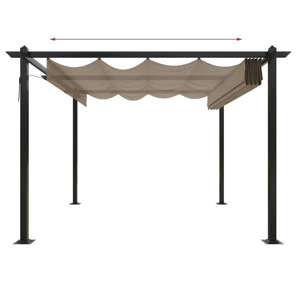 Sodo pavėsinė su įtraukiamu stogu, taupe spalvos, 3x3m