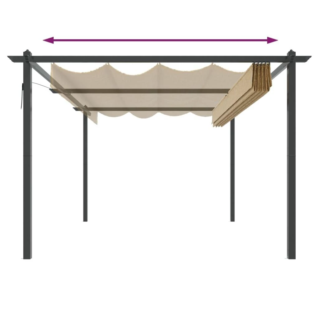 Sodo pavėsinė su įtraukiamu stogu, taupe spalvos, 4x3m