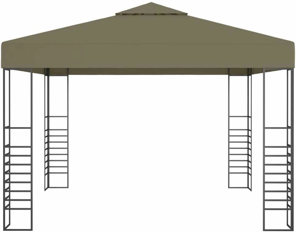 Sodo pavėsinė su lempučių girliandomis LED, taupe, 3x3m