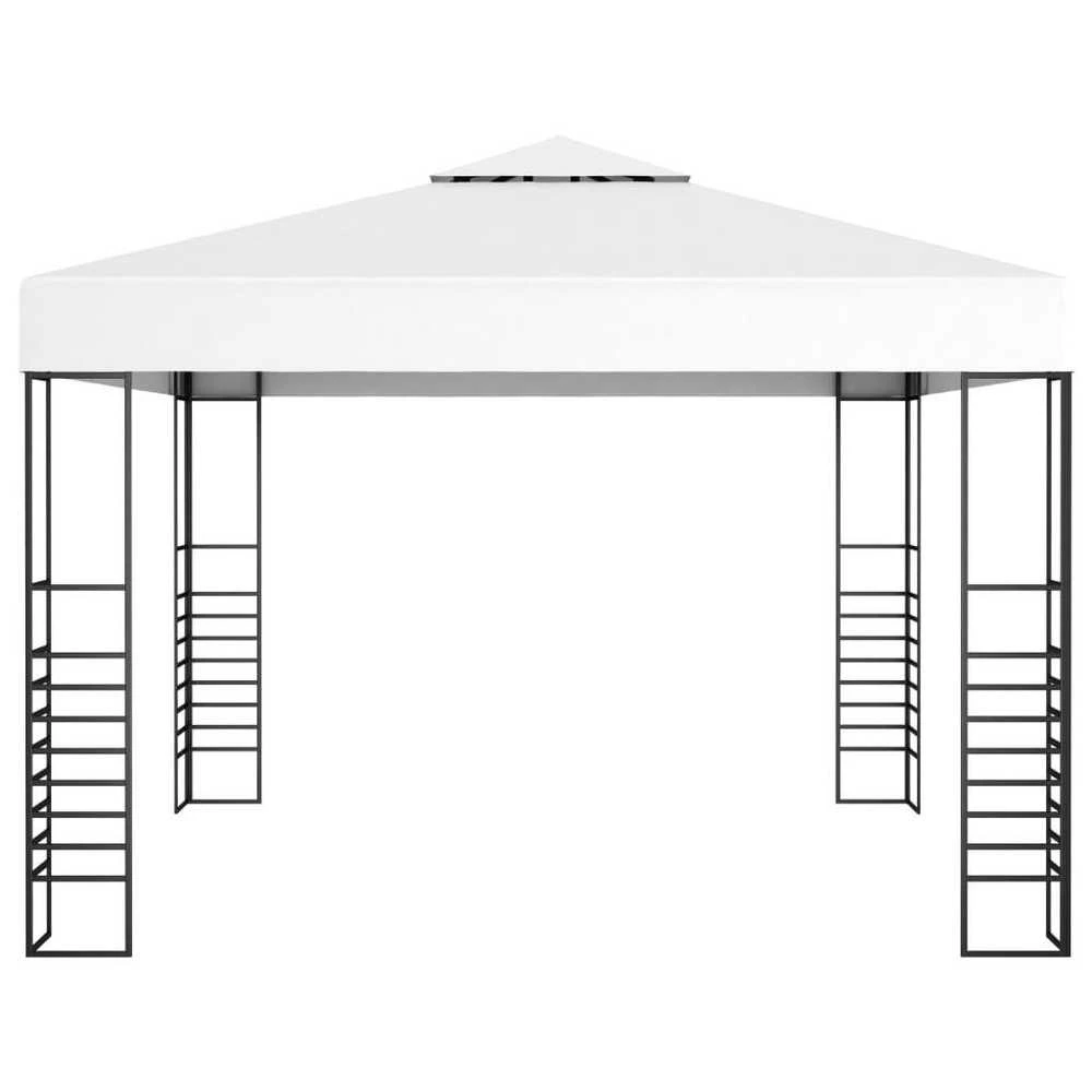 Sodo pavėsinė su lempučių girliandomis LED, balta, 3x3m