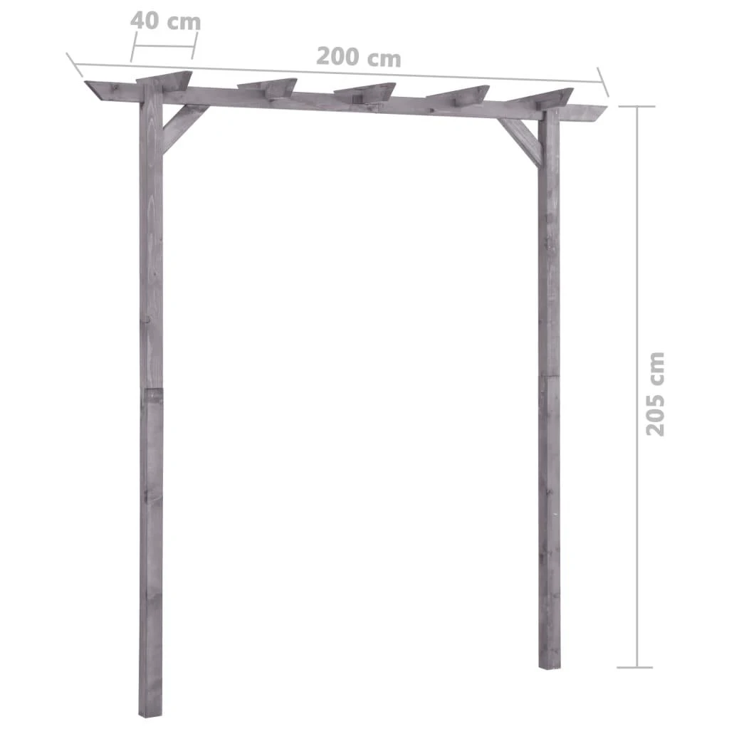 Sodo pergolė, pilkos spalvos, 200x40x205cm, impregnuota pušis