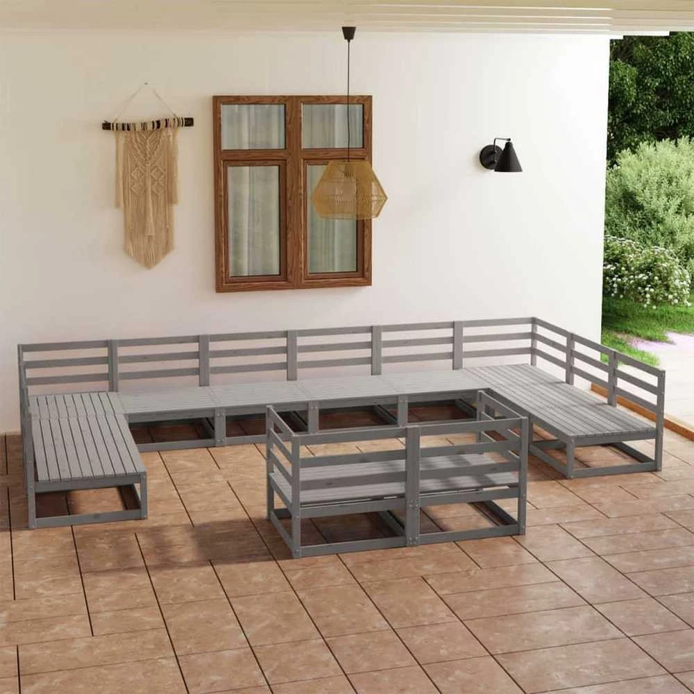 Lauko baldų komplektas Sodo poilsio baldų komplektas, 12 dalių, pušies masyvas