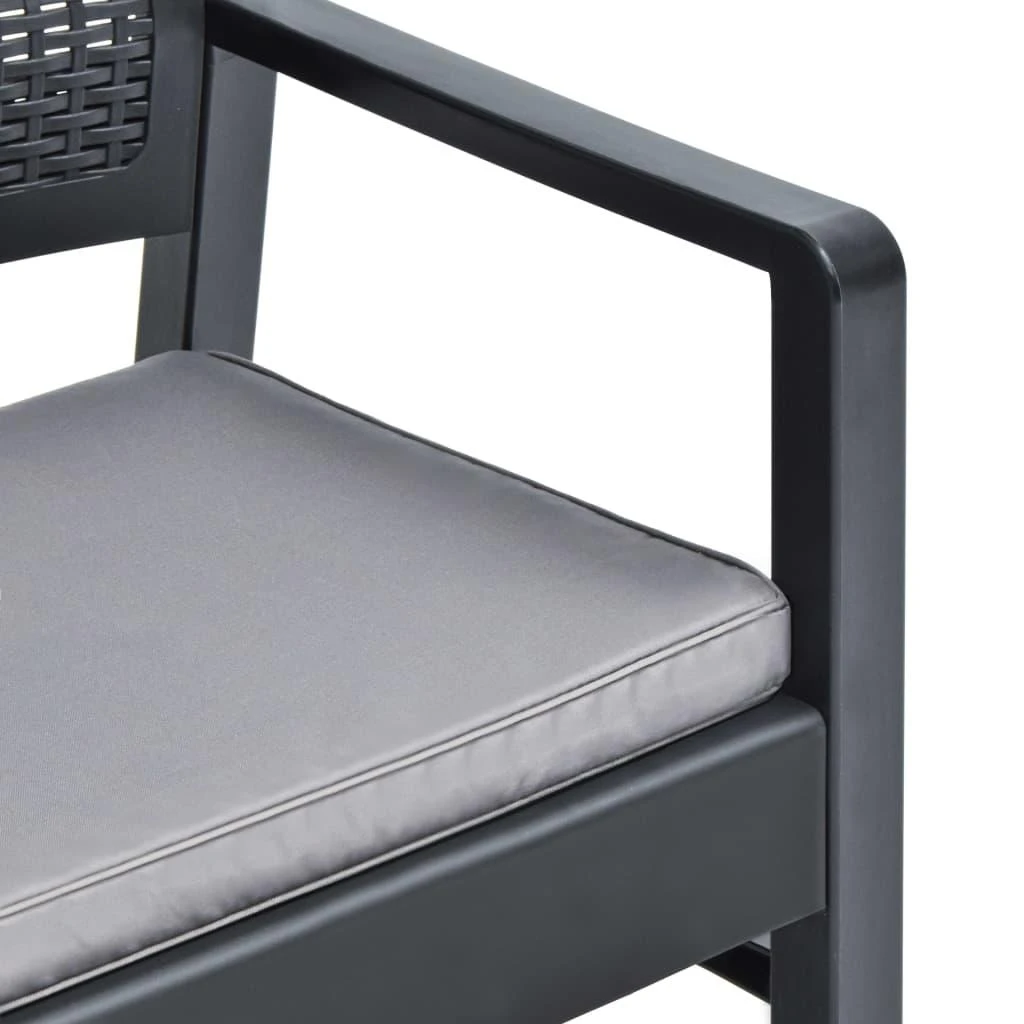 Lauko baldų komplektas Sodo poilsio baldų komplektas, 3 dalių, antracito, plastikas