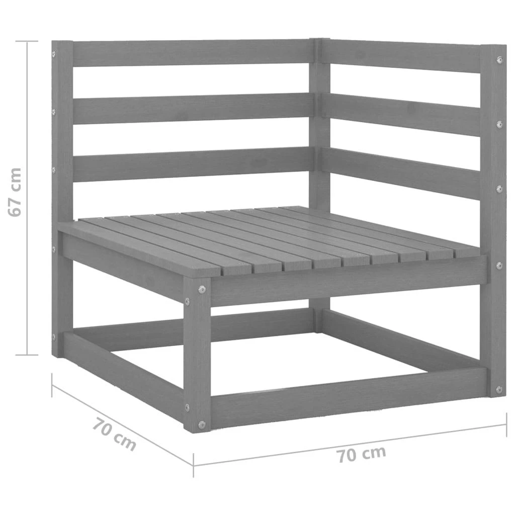 Lauko baldų komplektas Sodo poilsio baldų komplektas, 9 dalių, pilkas, pušies masyvas