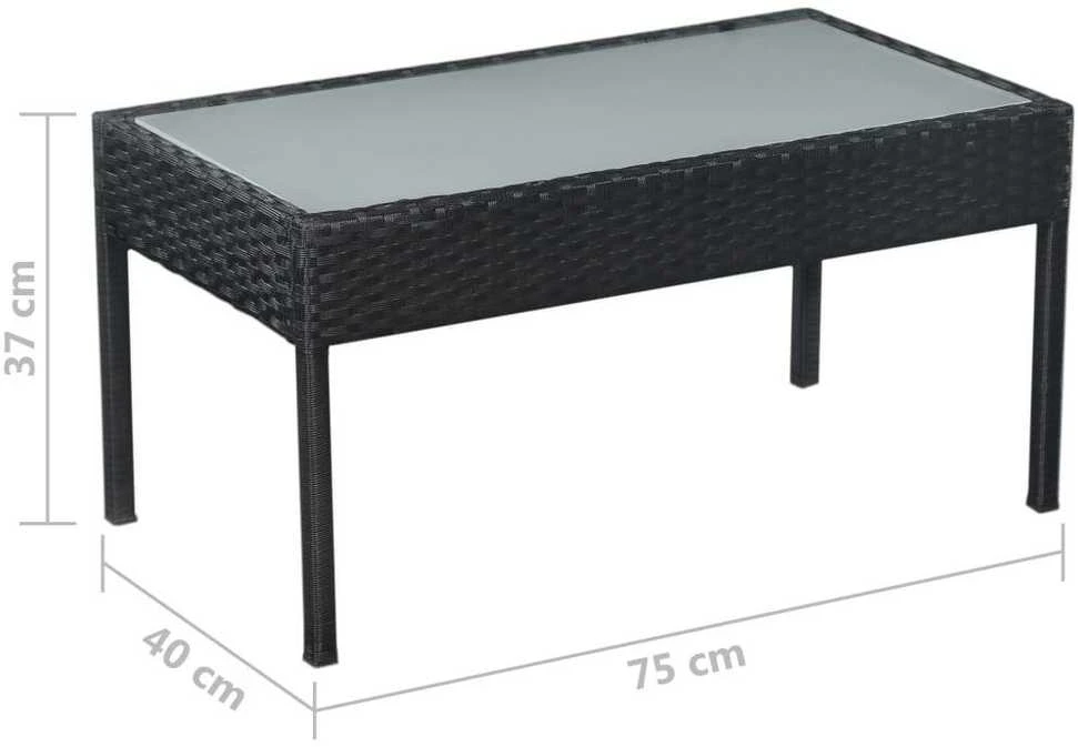 Lauko baldų komplektas Sodo poilsio baldų komplektas su pag., 5d., juod. sp., polir.